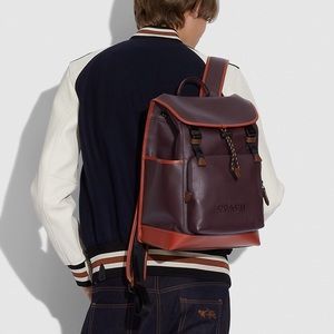 SOLD NWOT Coach League Flap Backpack in Maroon/Burnt Orange